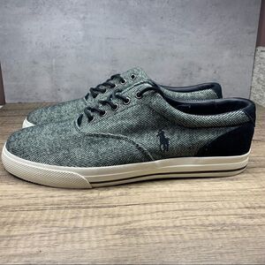 Polo Ralph Lauren~Vaughn~Herringbone Sneaker Size 13 D Black Cream